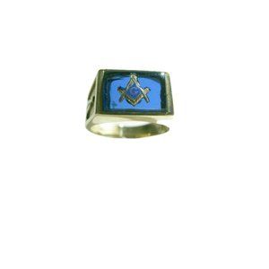 14 K Gold And Genuine Blue Spinel Masonic ring